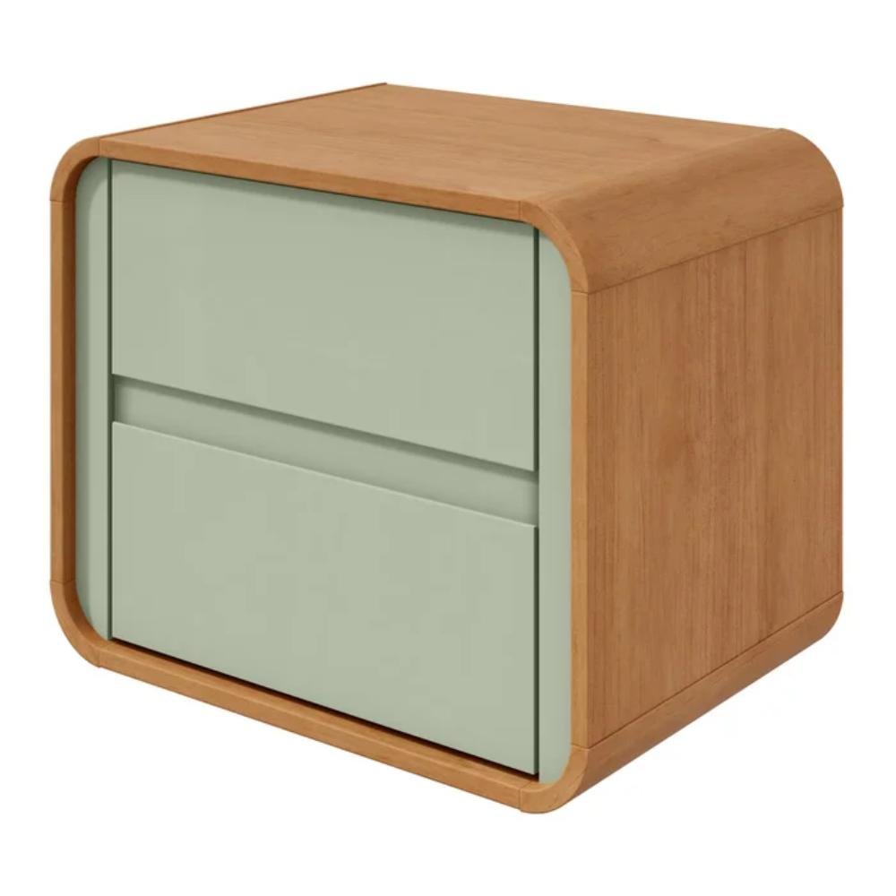 Mesa de Cabeceira 2 Gavetas Loop Amêndoa Clean/Salvia