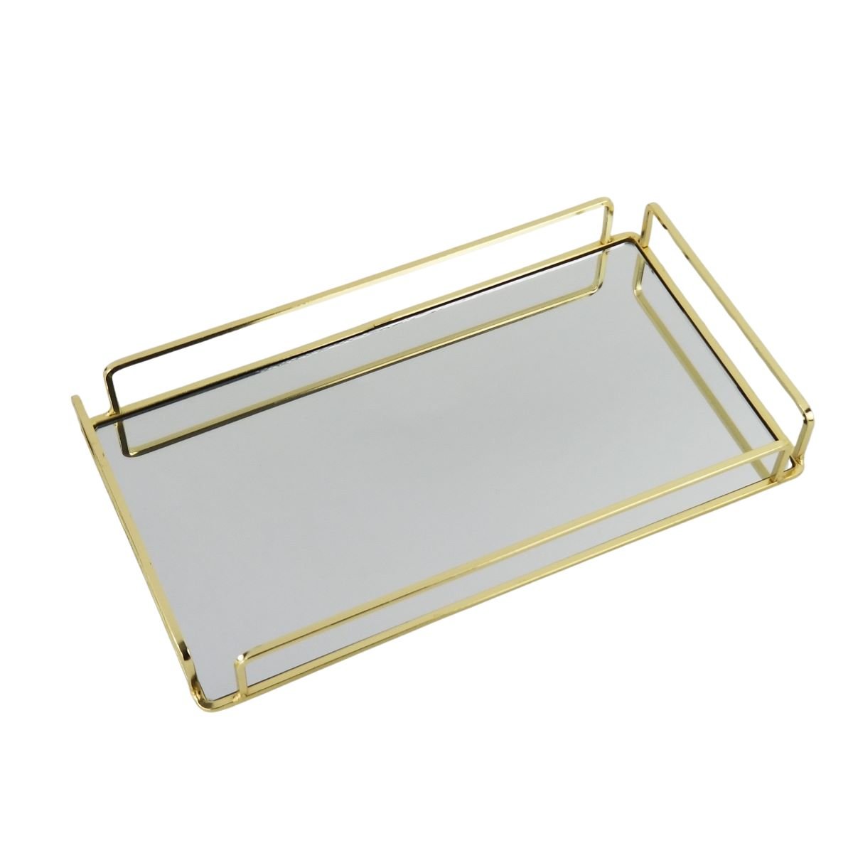 Bandeja Decorativa Para Bar / Café Dourada Espelhada Grande