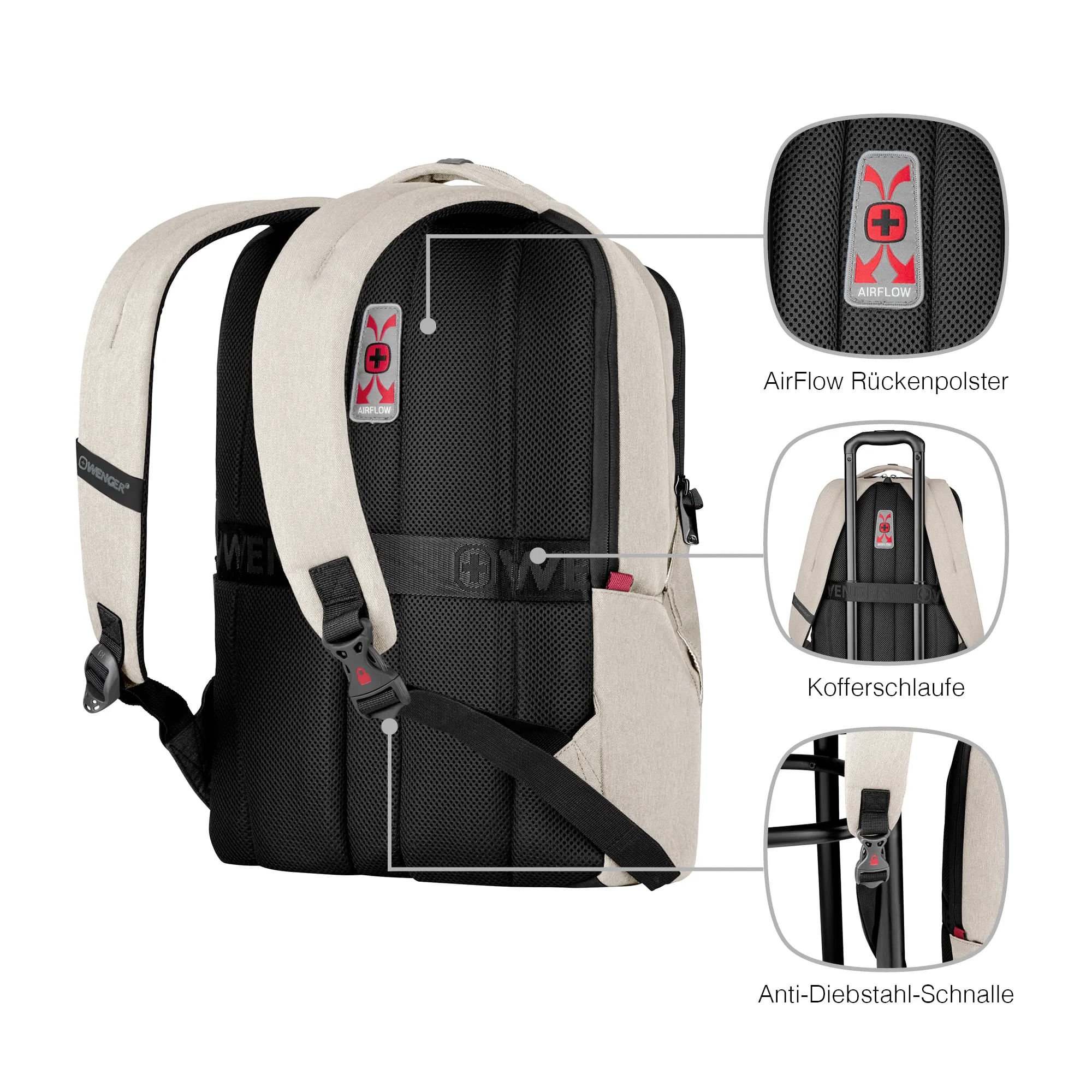 MX PROFESSIONAL | MOCHILA PARA NOTEBOOK 16” COM BOLSO PARA TABLET Off White 9