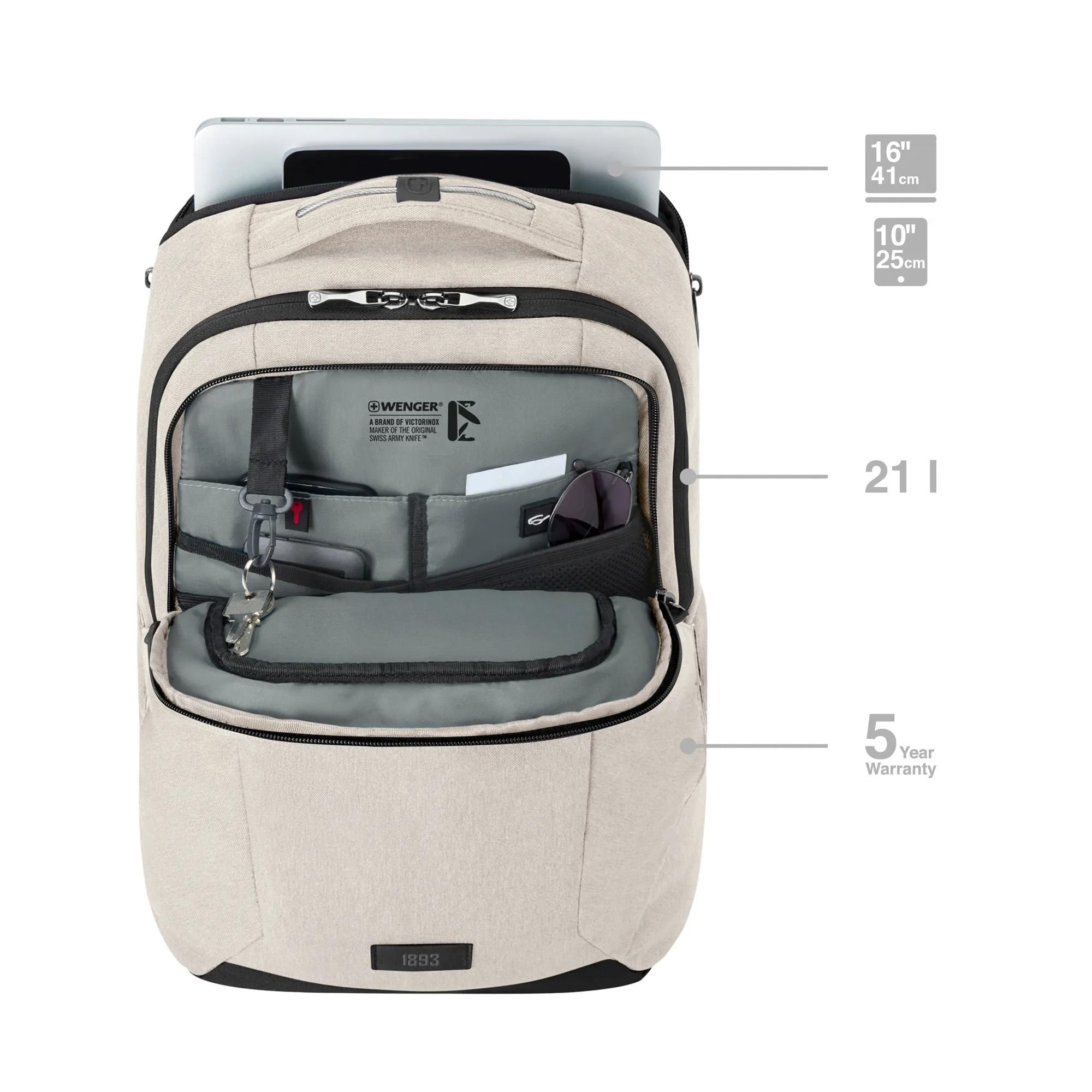 MX PROFESSIONAL | MOCHILA PARA NOTEBOOK 16” COM BOLSO PARA TABLET Off White 10