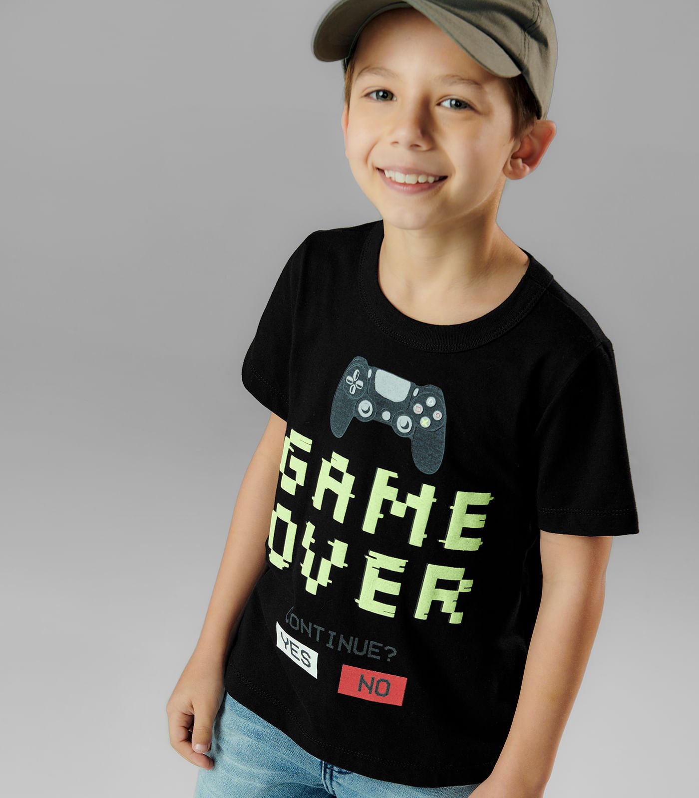 Camiseta Infantil Masculina Game Over Rovitex Kids Preto