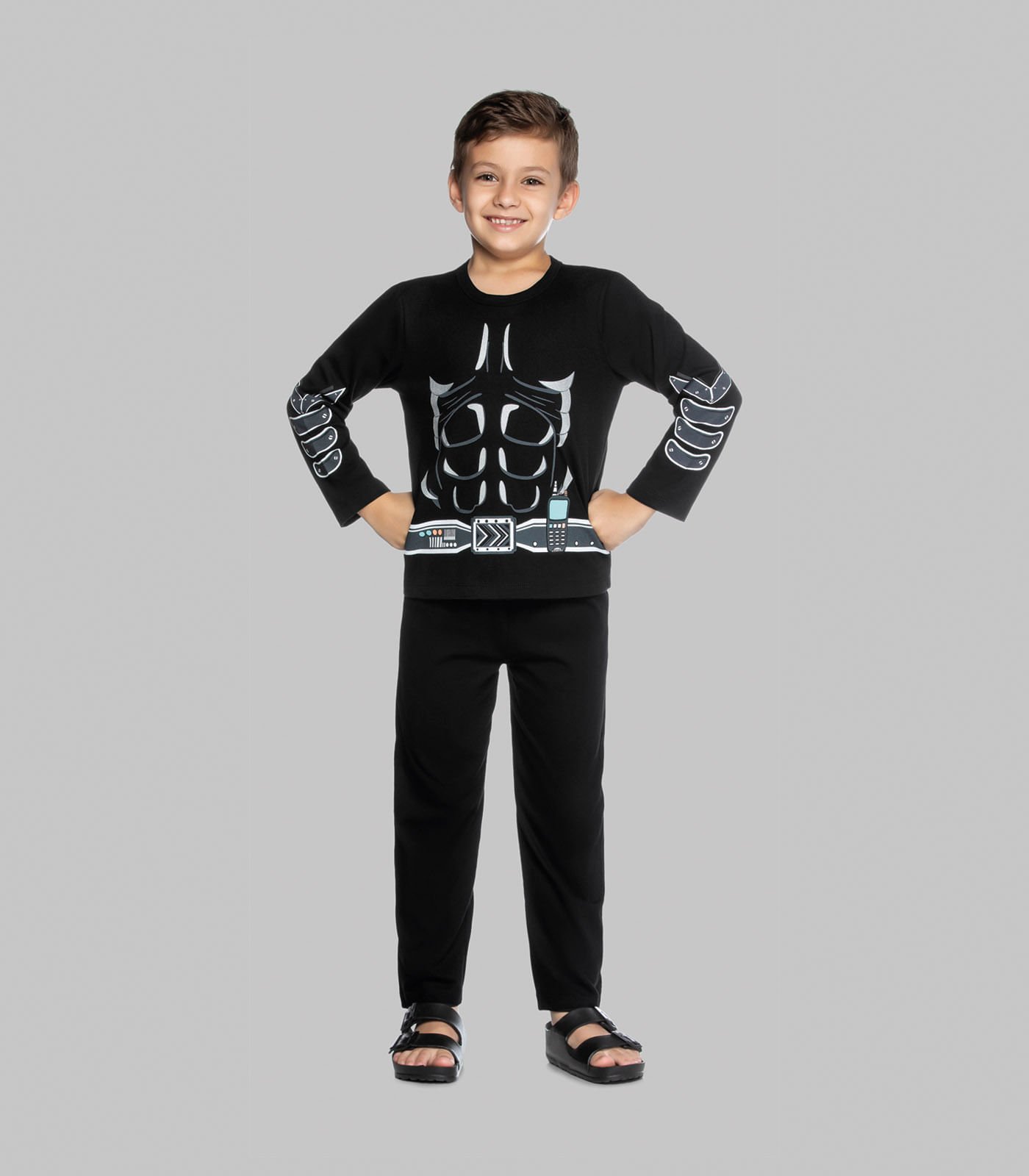 Pijama Infantil Masculino Super-Herói Trick Nick Preto