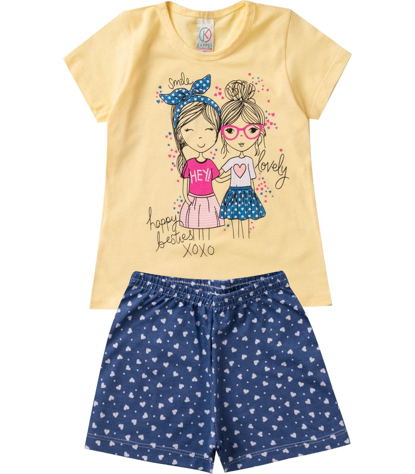 Pijama Verão Infantil Feminino Kappes Amarelo