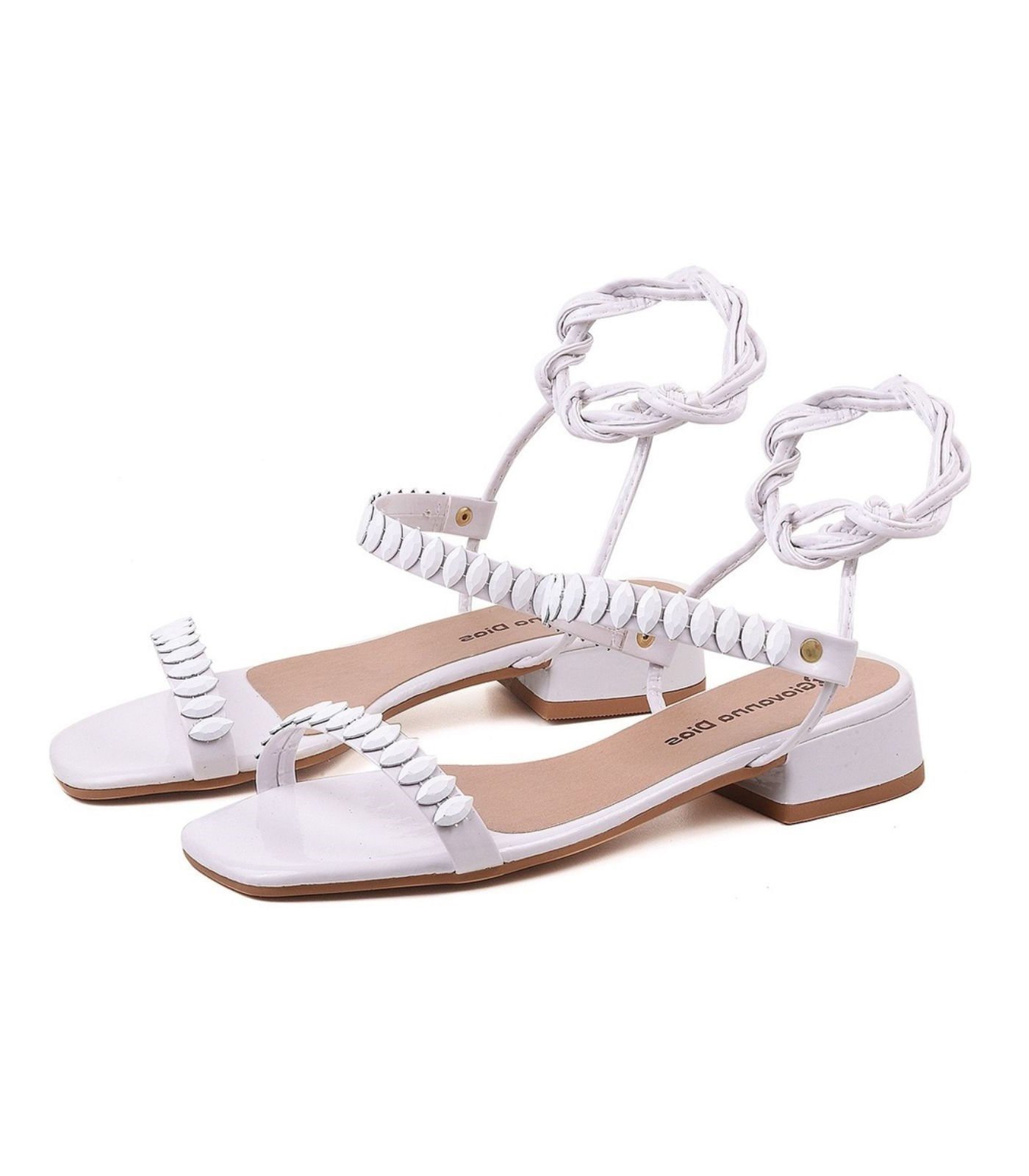 Sandália De Amarração Feminina Select Branco Branco 2