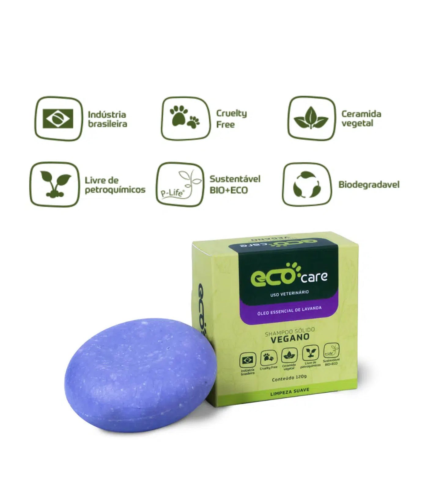 Shampoo Pet Sólido Vegano Eco Care Roxo Roxo