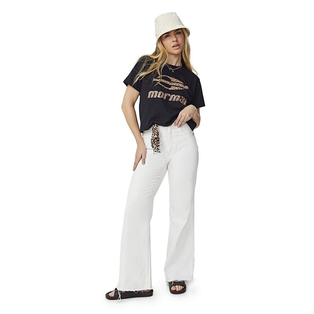 Calça jeans wide leg branca adulto feminino mormaii