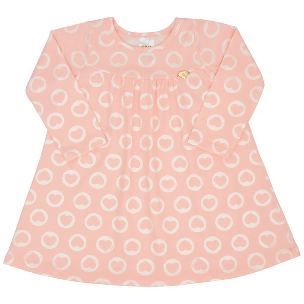 Vestido Manga Longa Rotativo Rosê - Bebê - Menina Cotton 45209-262