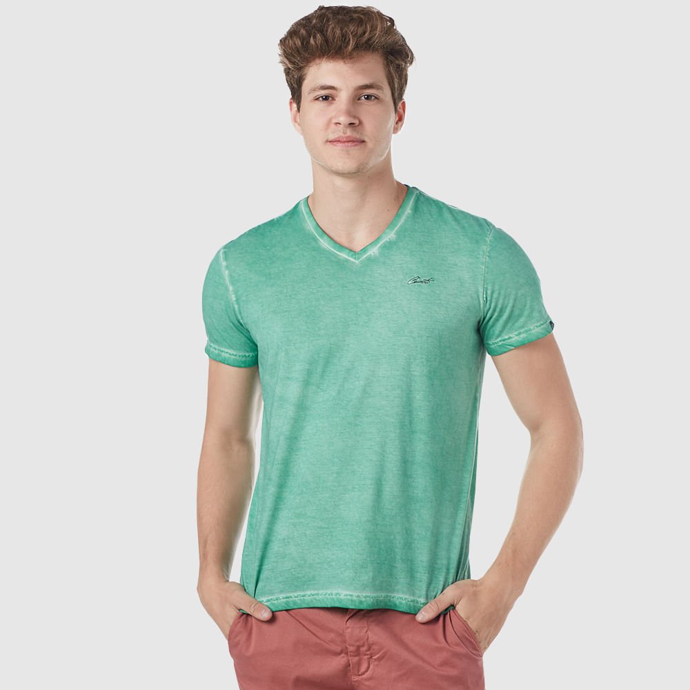 Camiseta Masculina Gola V Com Tingimento Eco Dye Convicto