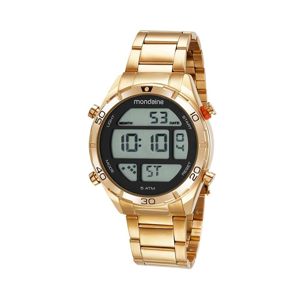 Relógio Masculino Digital LCD Dourado