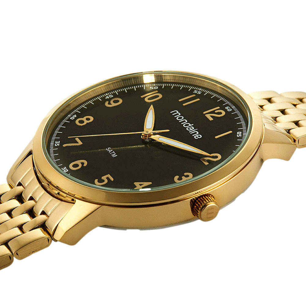 Relógio Masculino Social Dourado