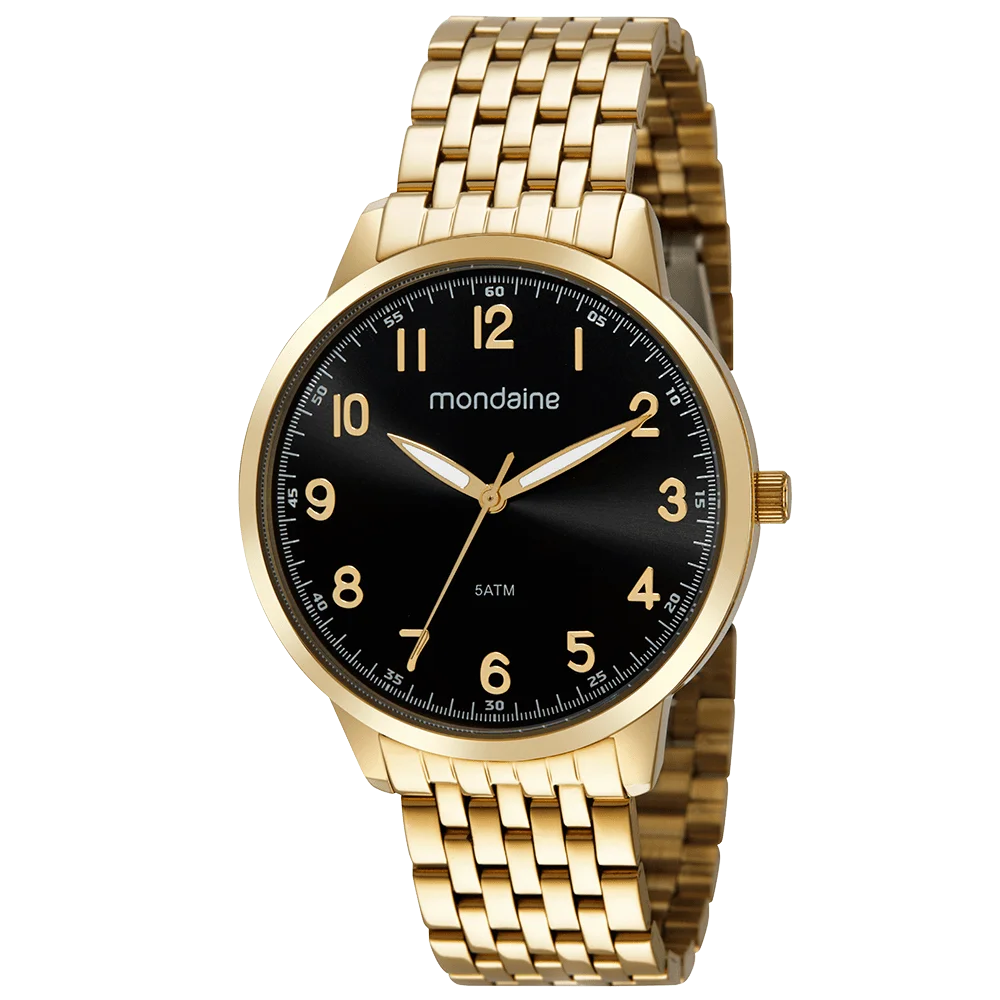 Relógio Masculino Social Dourado Dourado 3