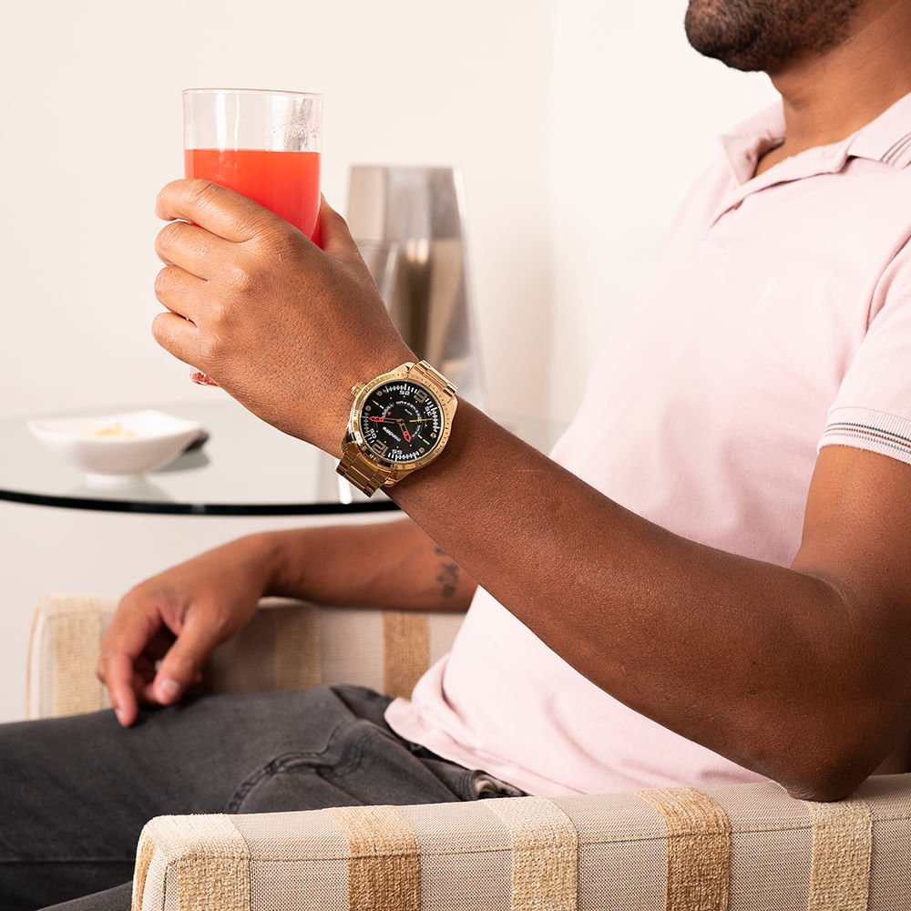 Relógio Masculino Casual Dourado Dourado 4
