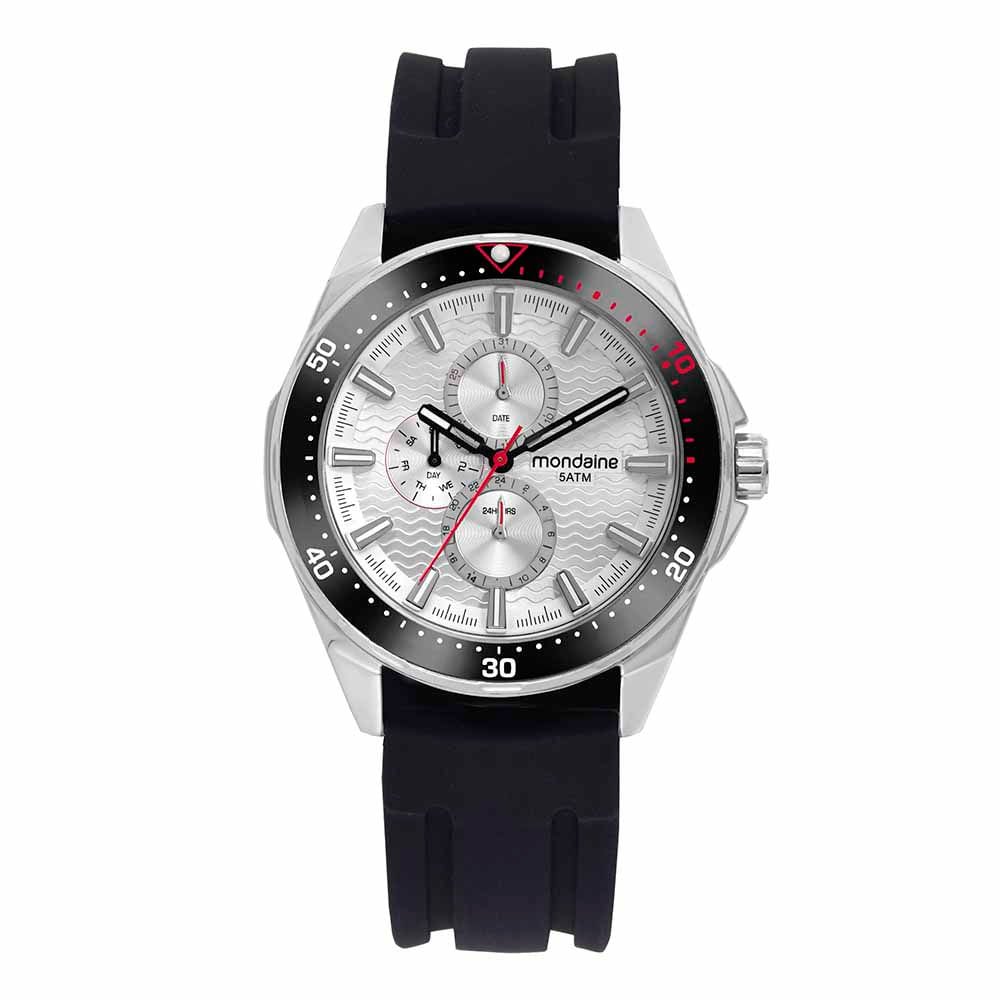 Relógio Masculino Multifunção Silicone Prata