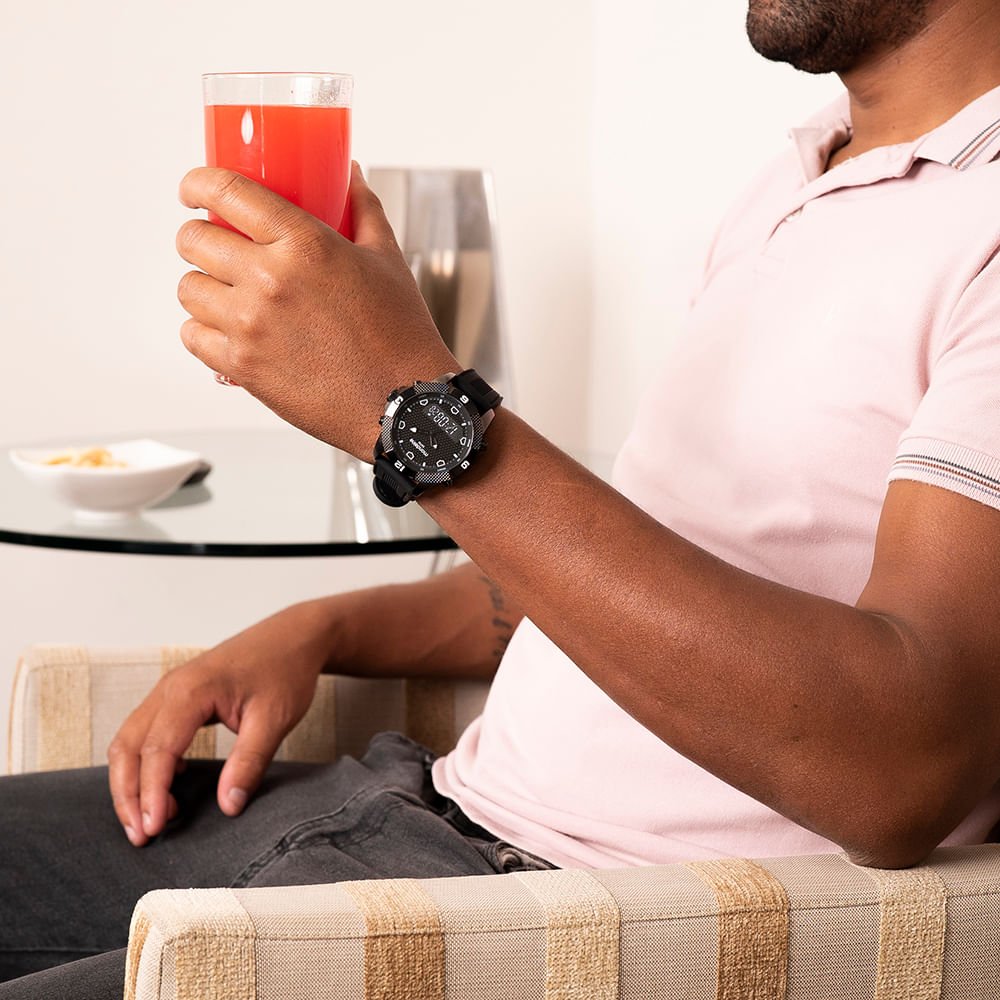 Relógio Anadigi Esportivo Silicone Cinza Preto 4