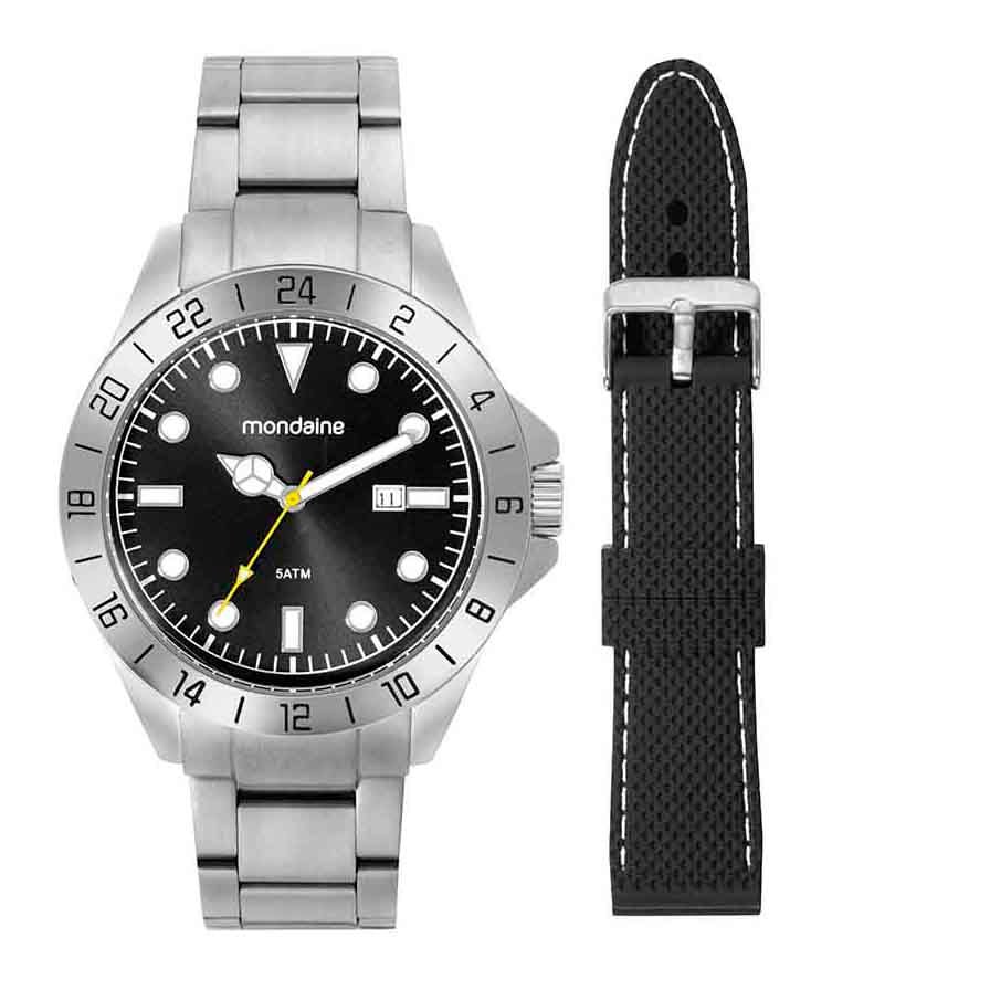 Relógio Masculino Troca Pulseira Prata