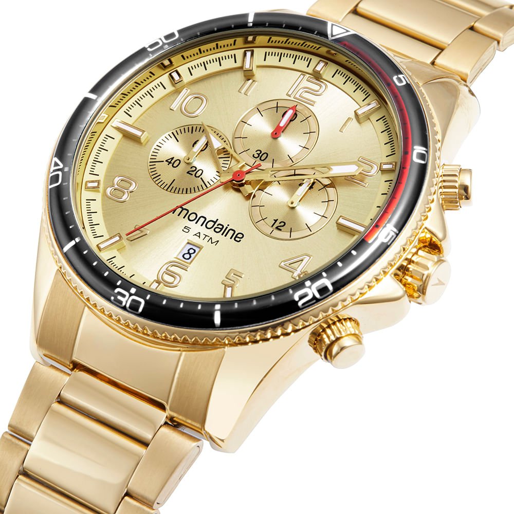 Relógio Masculino Cronógrafo Casual Dourado Dourado 4