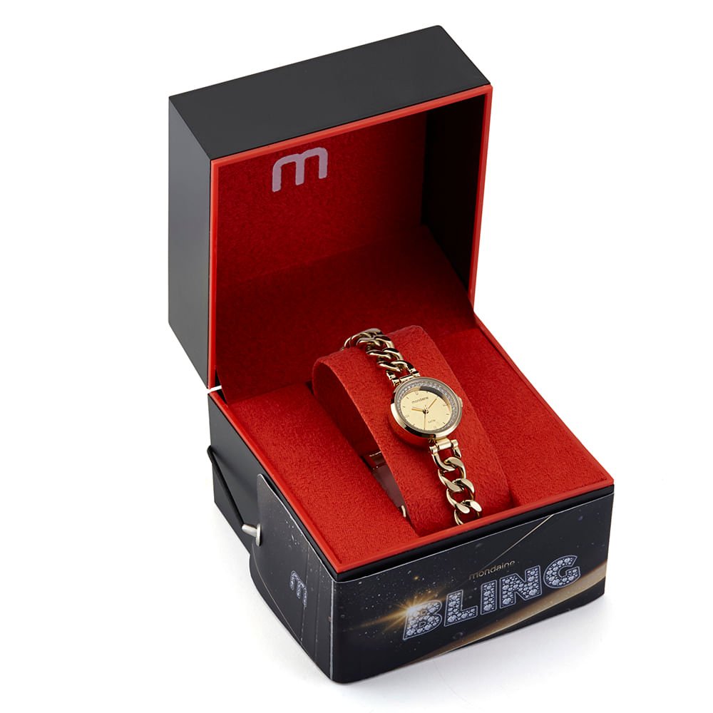 Relógio Feminino Espelhado Corrente Dourado Dourado 5