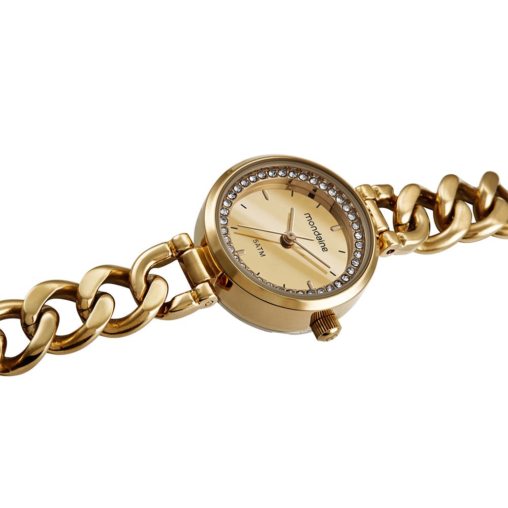 Relógio Feminino Espelhado Corrente Dourado Dourado 6