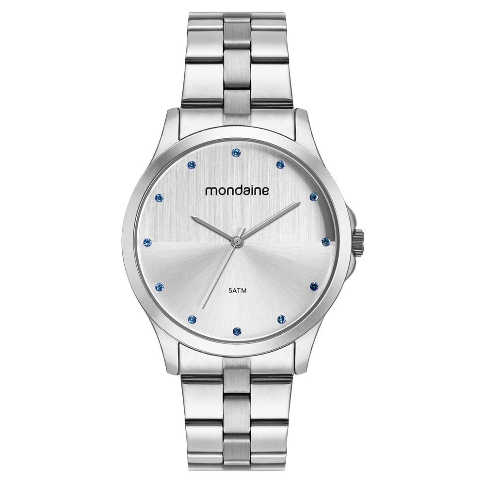 Kit Relógio Feminino Prata com Colar De Cristal Prata 2