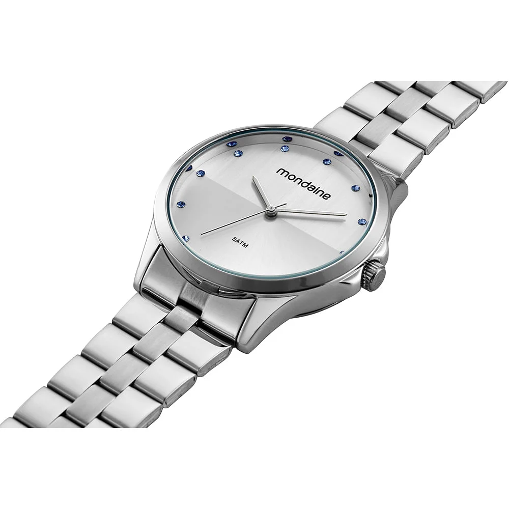 Kit Relógio Feminino Prata com Colar De Cristal Prata 3