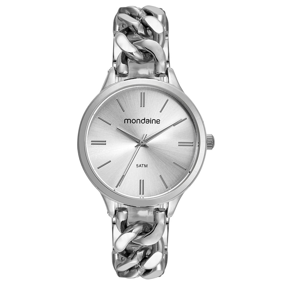 Relógio Feminino Corrente Prata Prata 1