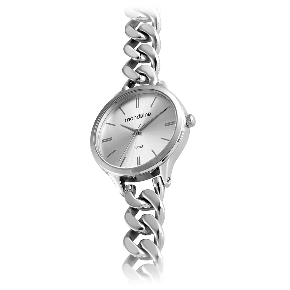 Relógio Feminino Corrente Prata Prata 2