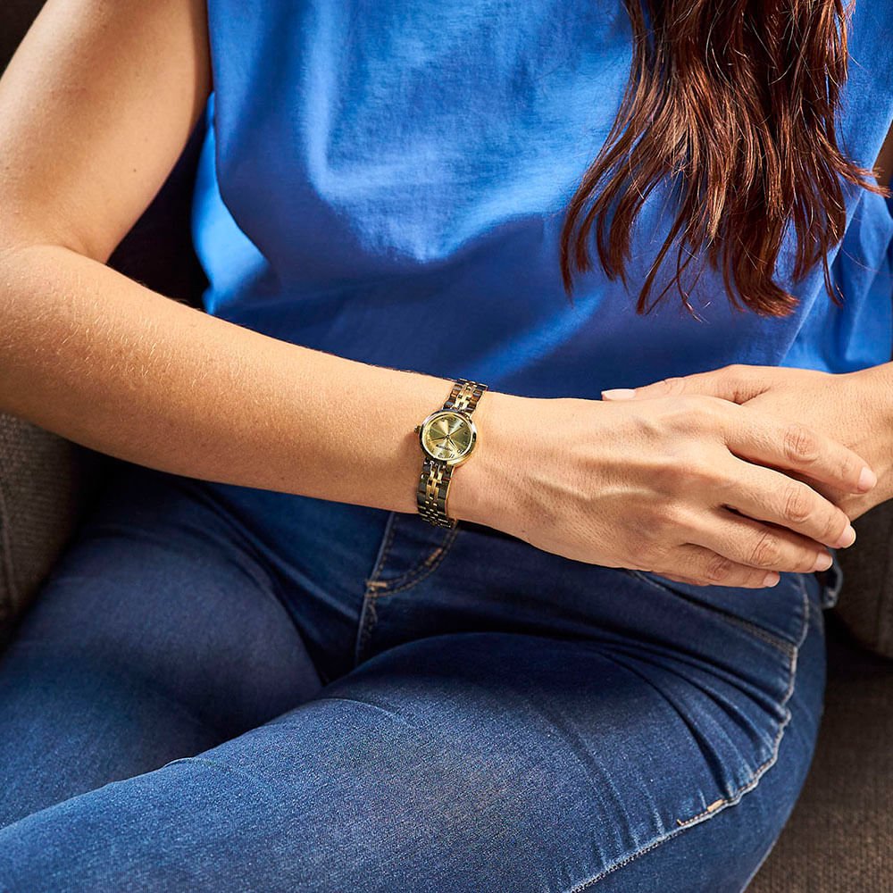 Relógio Feminino Clássico Dourado Dourado 4