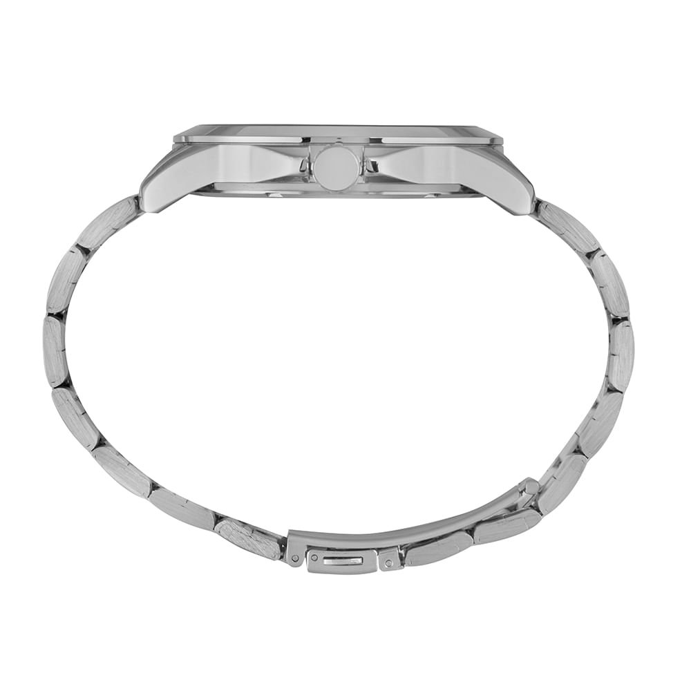 Relógio Masculino Casual Visor com Textura Prata Prata 2