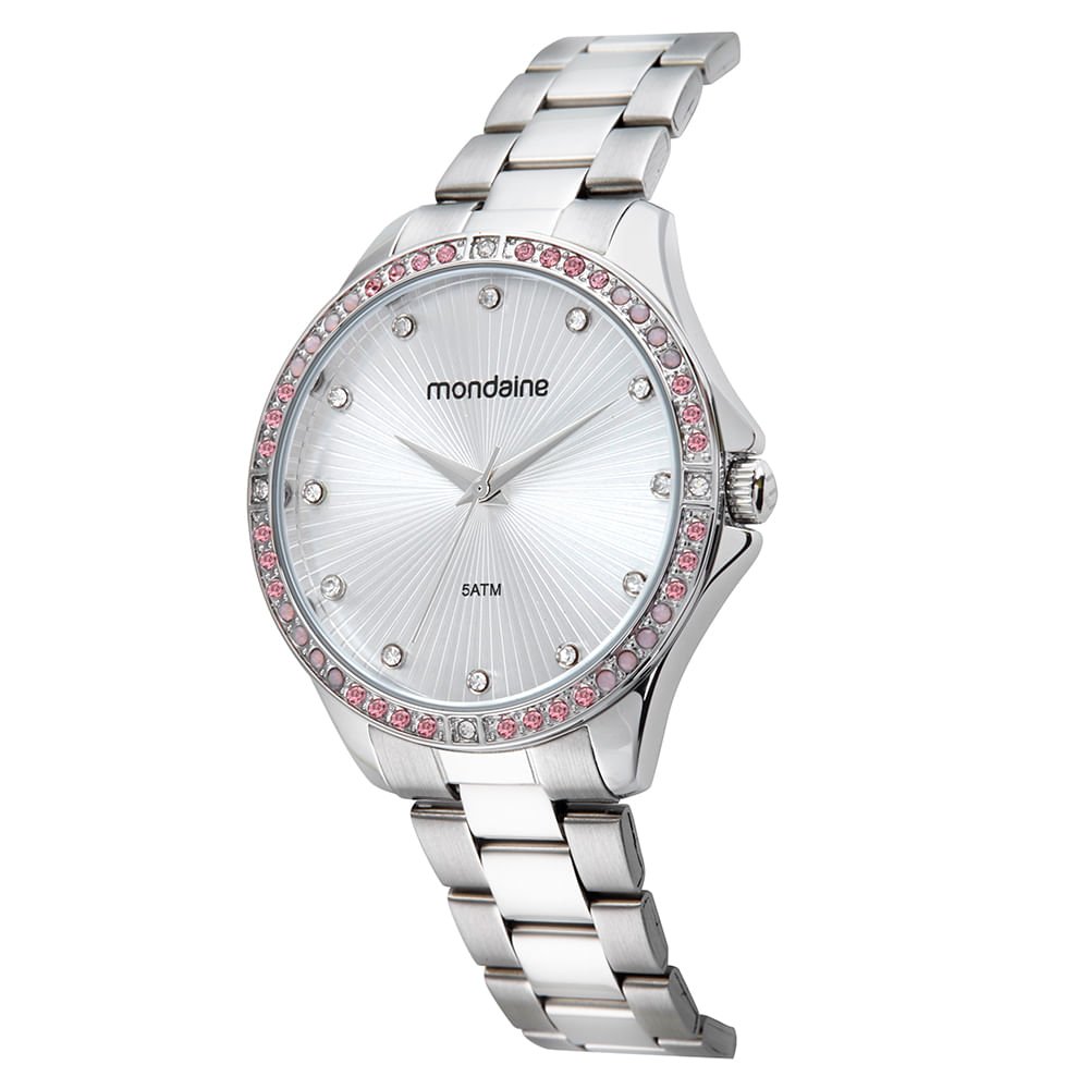 Relógio Feminino Prata com Cristais Coloridos Prata 6