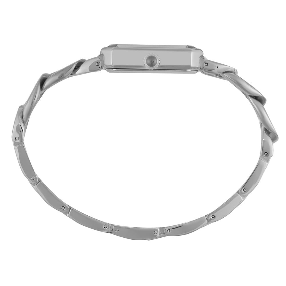 Relógio Feminino Quadrado Corrente Prata Prata 2