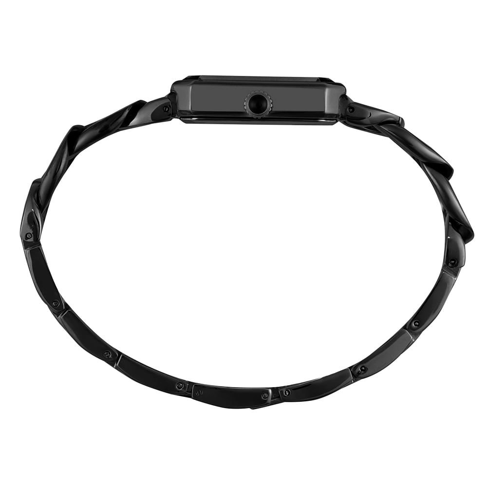 Relógio Feminino Quadrado Corrente Preto Preto 2