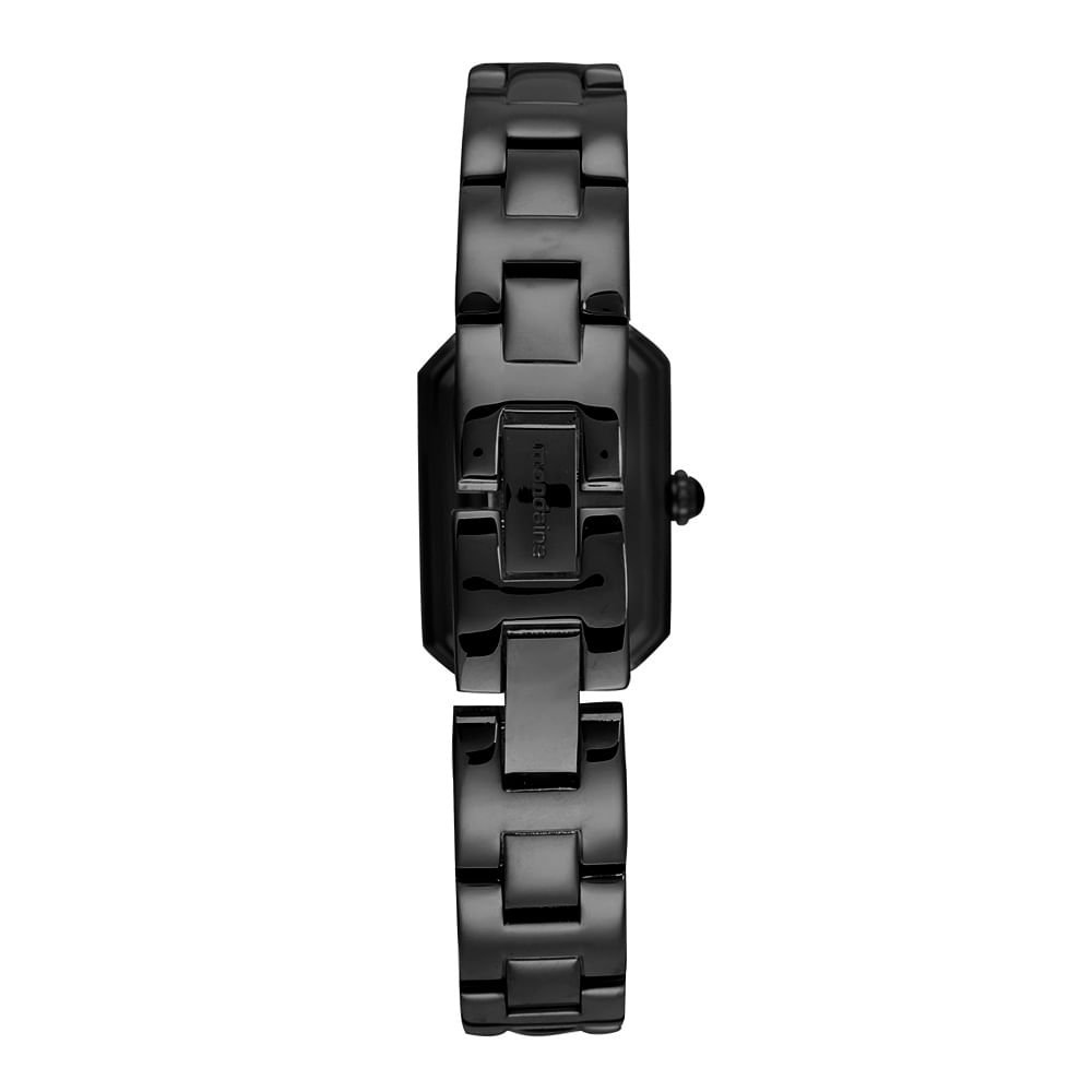 Relógio Feminino Quadrado Corrente Preto Preto 3