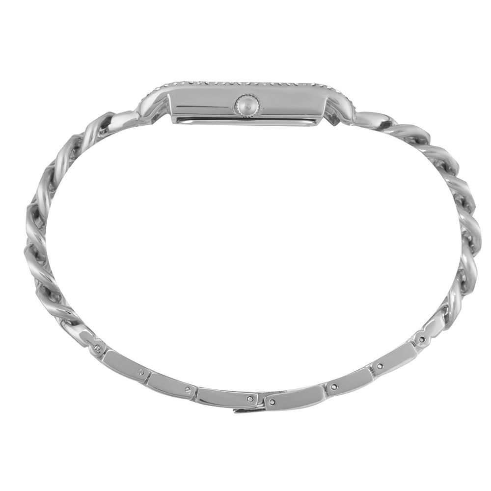 Relógio Feminino Quadrado Correntes Prata Prata 4