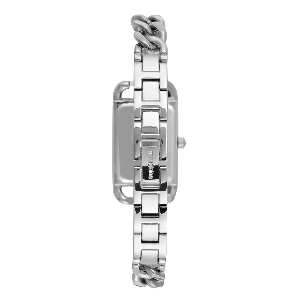 Relógio Feminino Quadrado Correntes Prata Prata 5