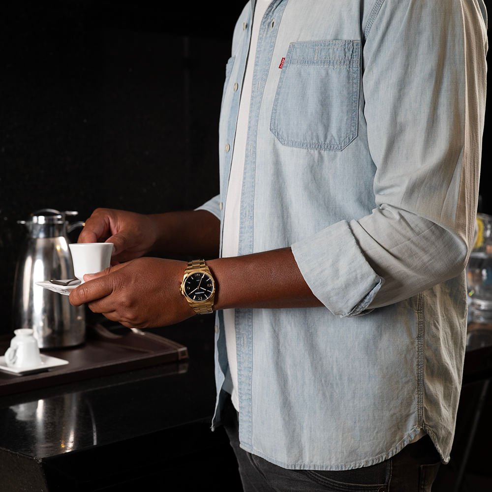 Relógio Masculino Aço Dourado Dourado 2