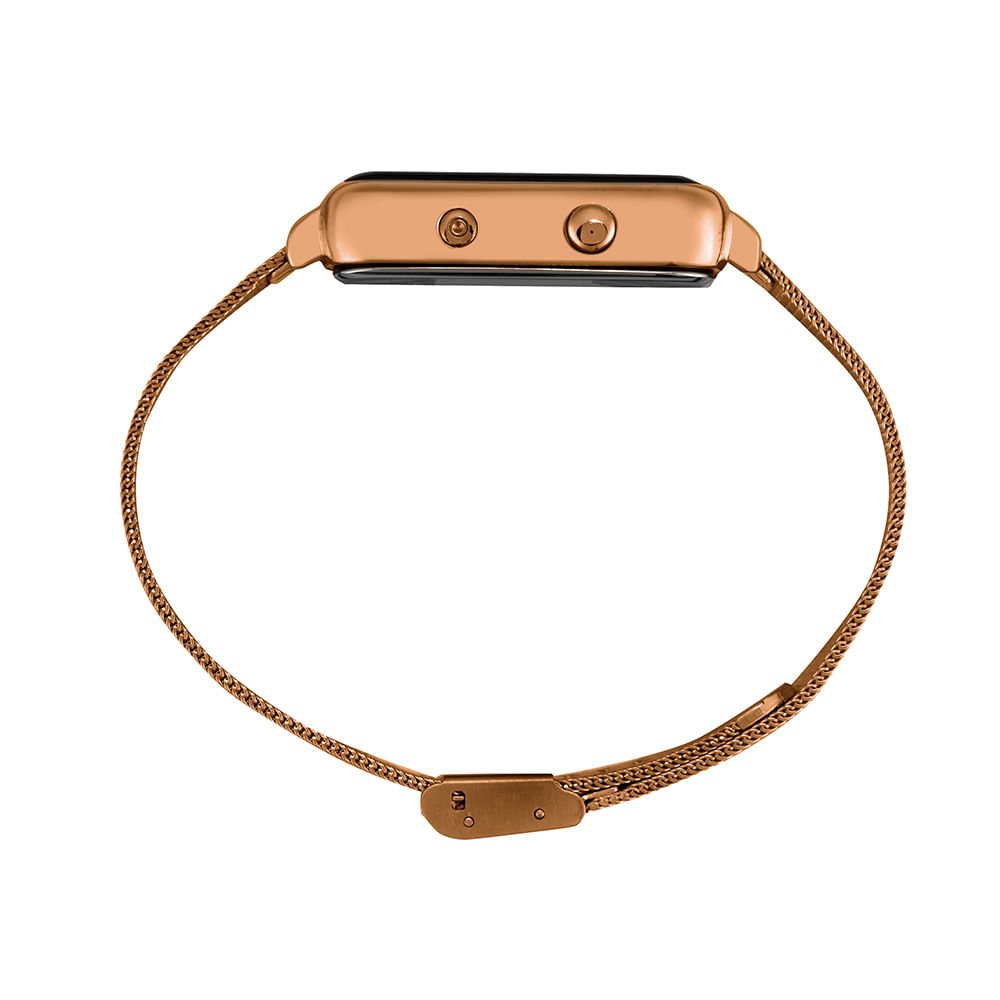 Relógio Feminino Digital Quadrado Espelhado Rosé Rosa 2