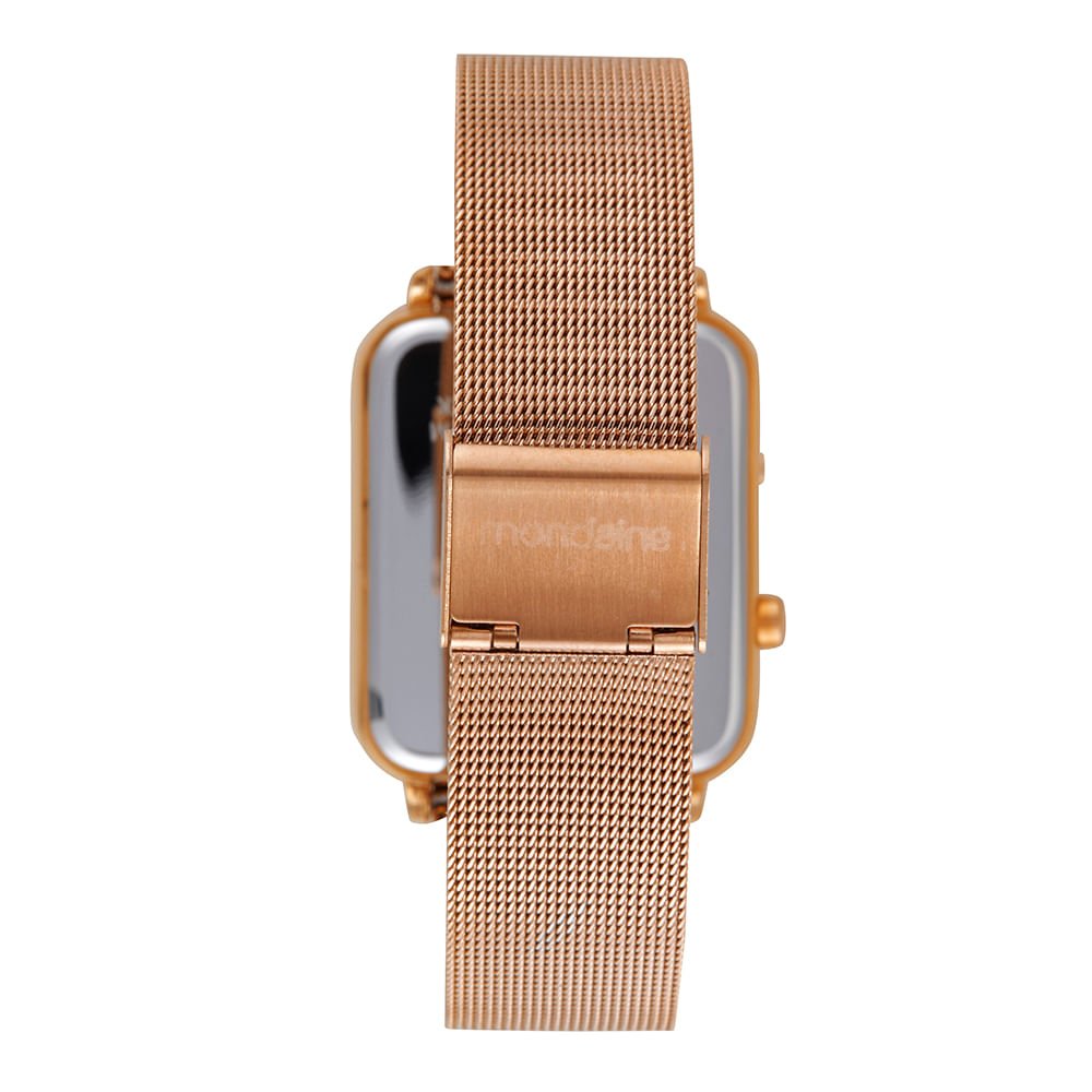 Relógio Feminino Digital Quadrado Espelhado Rosé Rosa 3