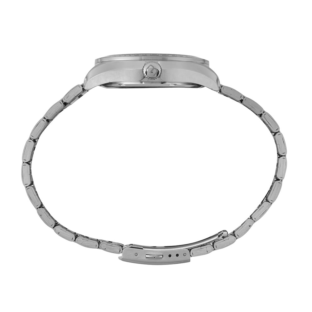 Relógio Masculino Aço Visor Metalizado Prata Prata 3