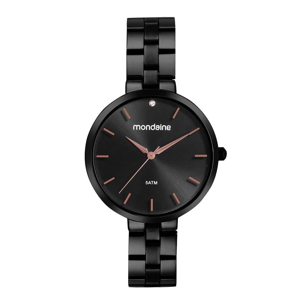 Relógio Feminino Minimalista Cristal Preto