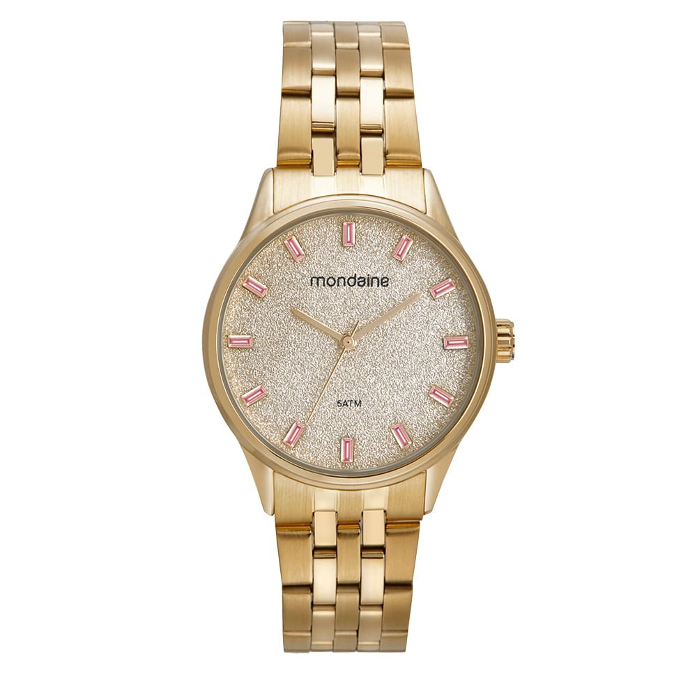 kit Relógio Feminino Cristais Dourado Com Porta Jóias Dourado 2