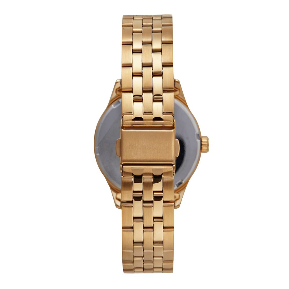 kit Relógio Feminino Cristais Dourado Com Porta Jóias Dourado 7