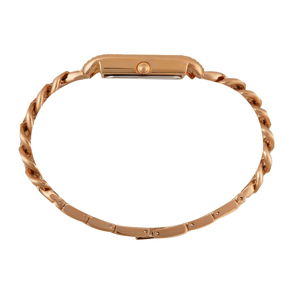 Relógio Feminino Quadrado Corrente Rosé Rosa 4