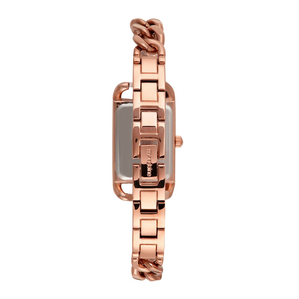 Relógio Feminino Quadrado Corrente Rosé Rosa 5