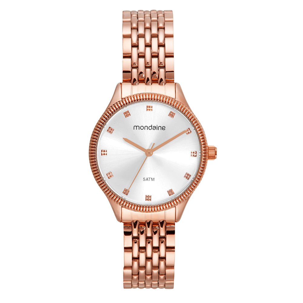 Kit Relógio Feminino Cristais Rosé com Porta Jóias Rosa 2