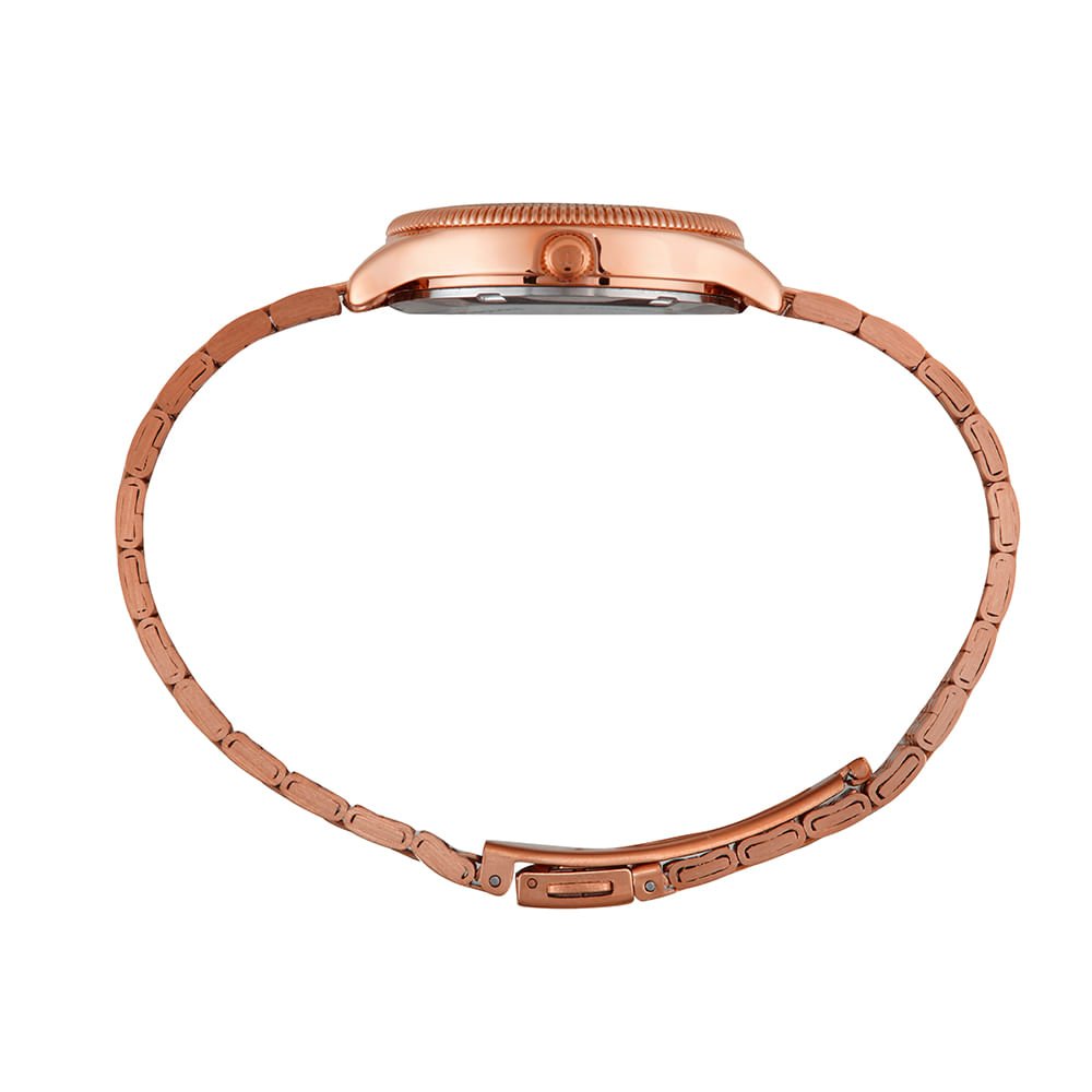 Kit Relógio Feminino Cristais Rosé com Porta Jóias Rosa 6