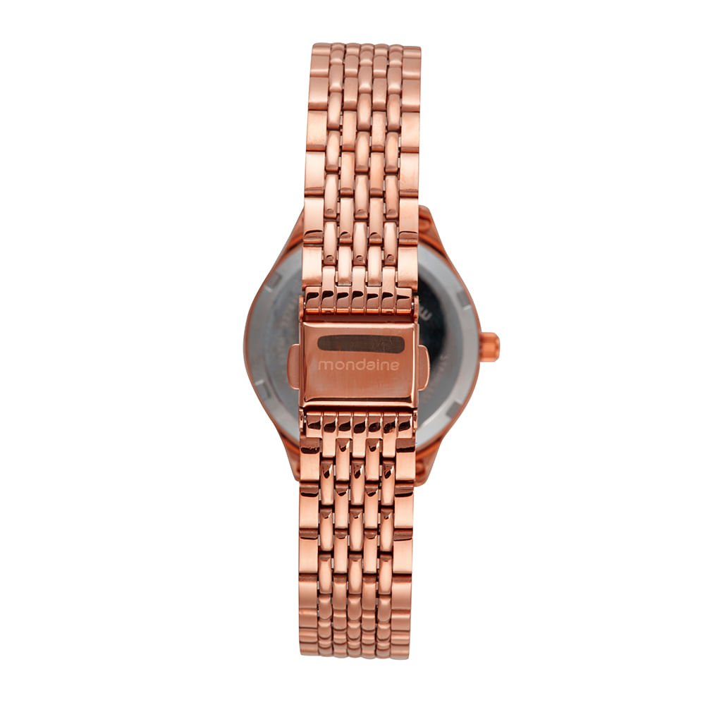 Kit Relógio Feminino Cristais Rosé com Porta Jóias Rosa 7