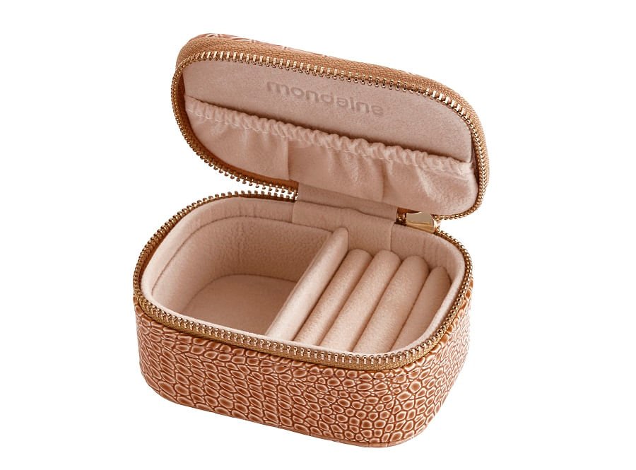 Kit Relógio Feminino Cristais Dourado com Porta Jóias Dourado 4