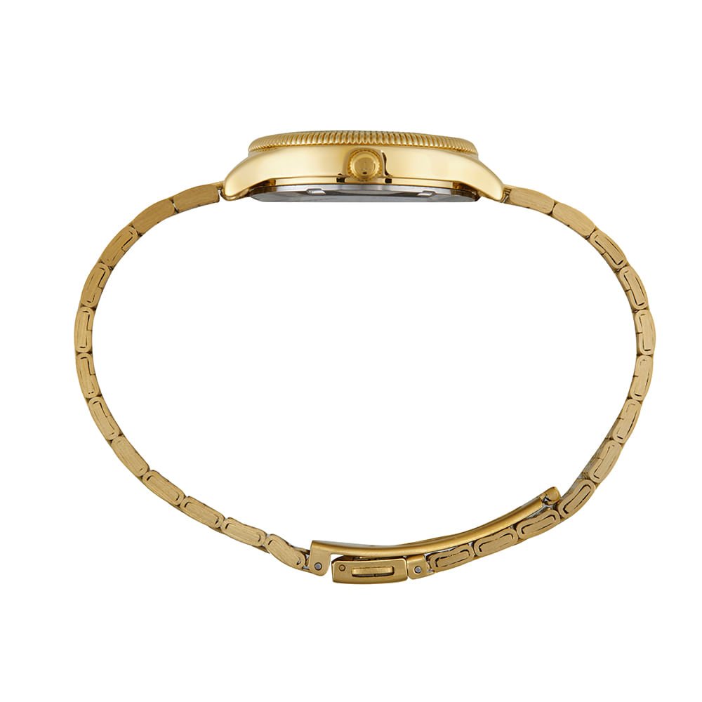 Kit Relógio Feminino Cristais Dourado com Porta Jóias Dourado 6