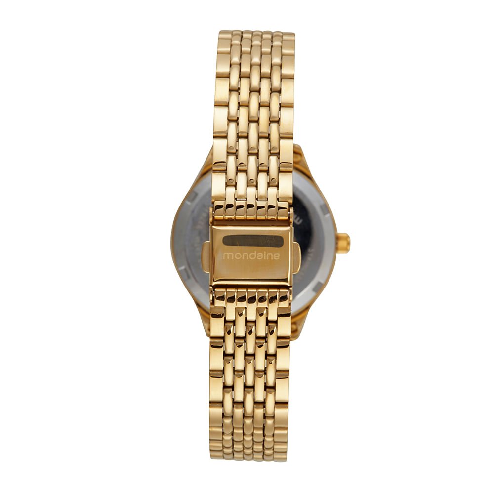 Kit Relógio Feminino Cristais Dourado com Porta Jóias Dourado 7