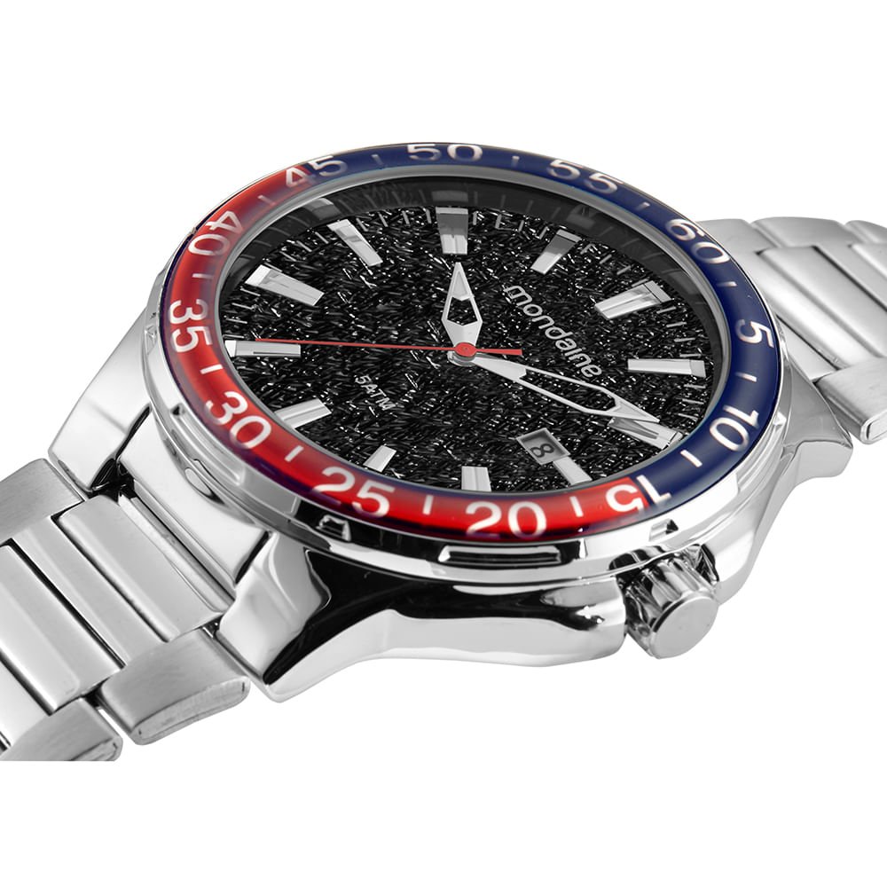 Relógio Masculino Mostrador Texturizado Prata Prata 2